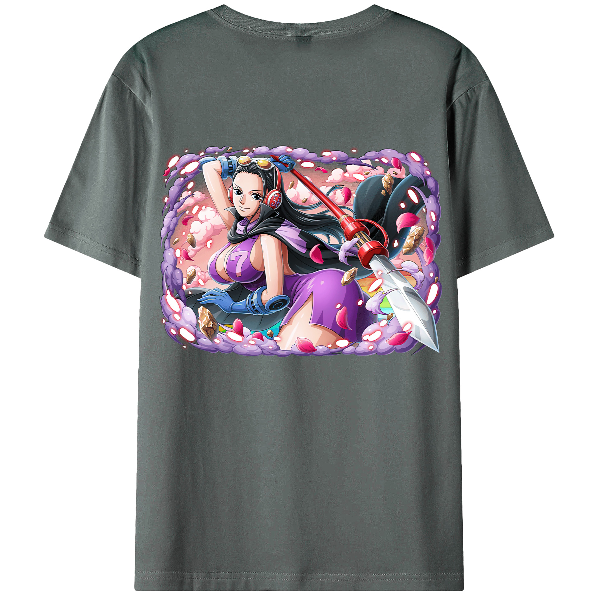 ワンピース ニコ・ロビン ONE PIECE Nico Robin 綿100％ メンズ半袖Tシャツ（バックプリント） 通気性